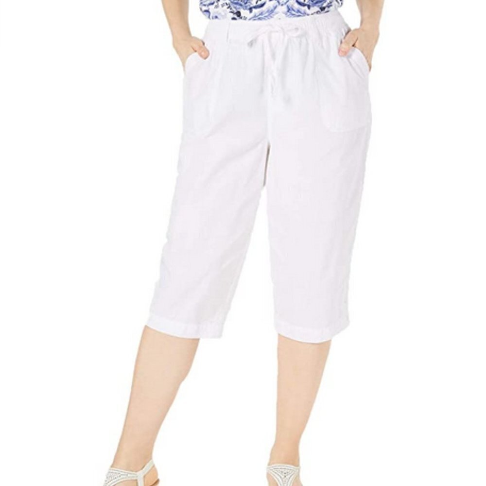 Karen Scott White Comfort Waist High Rise Skimmer Shorts S Small Modest